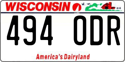 WI license plate 494ODR