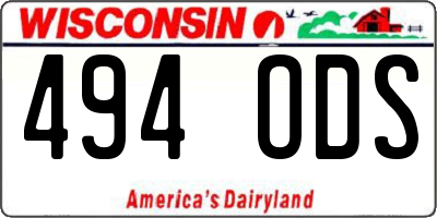 WI license plate 494ODS