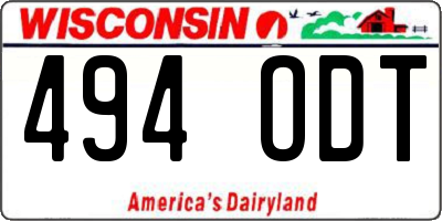 WI license plate 494ODT