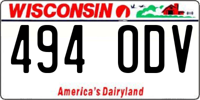 WI license plate 494ODV