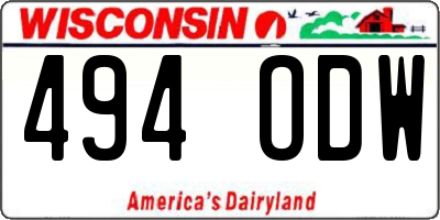 WI license plate 494ODW