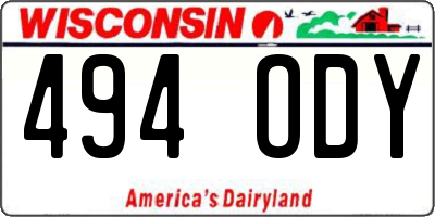 WI license plate 494ODY