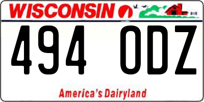 WI license plate 494ODZ