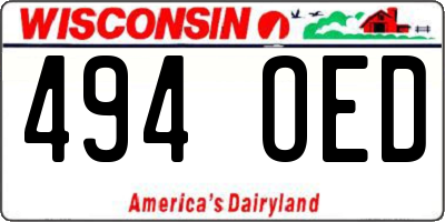 WI license plate 494OED