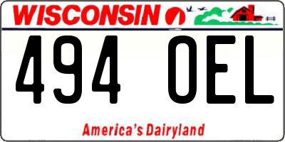 WI license plate 494OEL