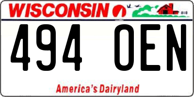 WI license plate 494OEN