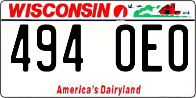 WI license plate 494OEO