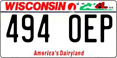 WI license plate 494OEP