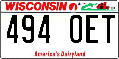 WI license plate 494OET