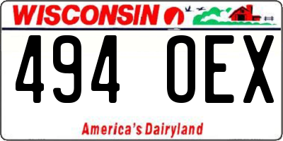WI license plate 494OEX