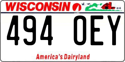 WI license plate 494OEY