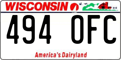 WI license plate 494OFC