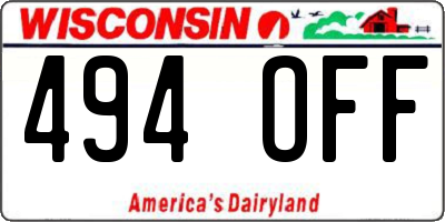 WI license plate 494OFF