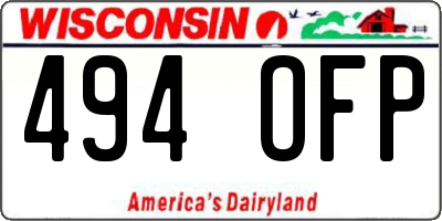 WI license plate 494OFP