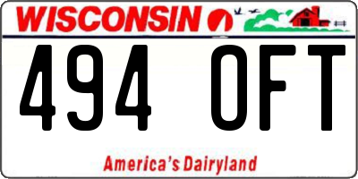 WI license plate 494OFT