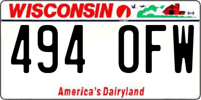 WI license plate 494OFW