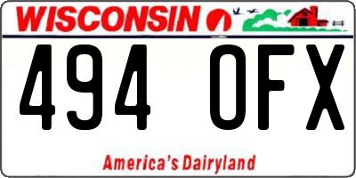 WI license plate 494OFX