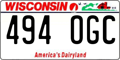WI license plate 494OGC