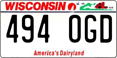 WI license plate 494OGD
