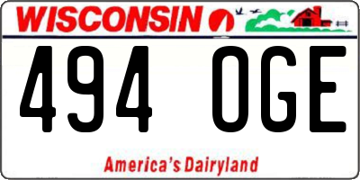 WI license plate 494OGE