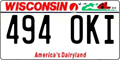 WI license plate 494OKI