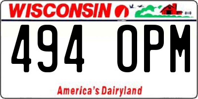 WI license plate 494OPM