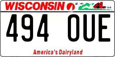 WI license plate 494OUE