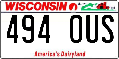 WI license plate 494OUS