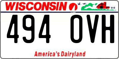 WI license plate 494OVH