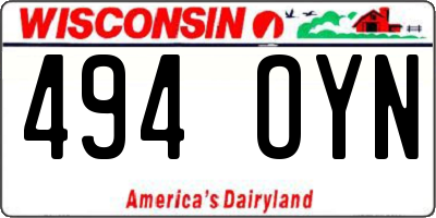 WI license plate 494OYN