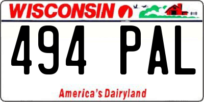 WI license plate 494PAL