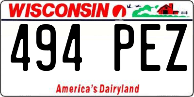 WI license plate 494PEZ
