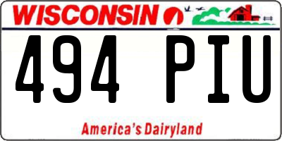 WI license plate 494PIU