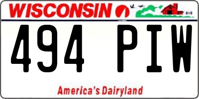 WI license plate 494PIW