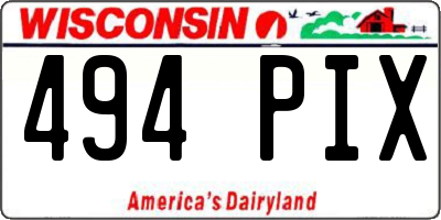 WI license plate 494PIX