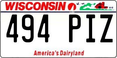 WI license plate 494PIZ