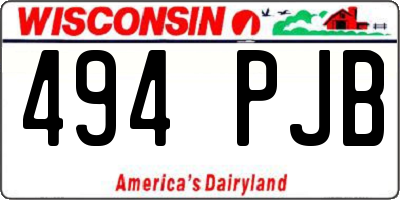 WI license plate 494PJB