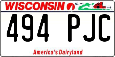WI license plate 494PJC