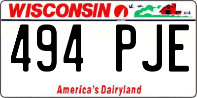 WI license plate 494PJE