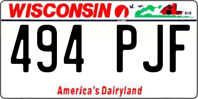 WI license plate 494PJF