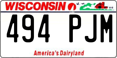 WI license plate 494PJM