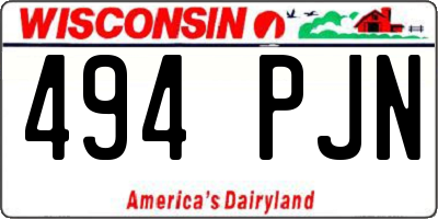 WI license plate 494PJN