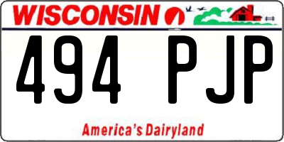 WI license plate 494PJP