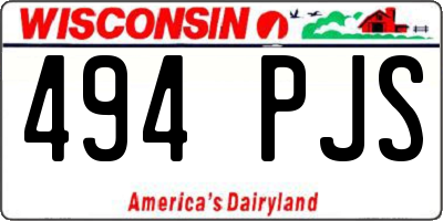 WI license plate 494PJS