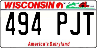 WI license plate 494PJT