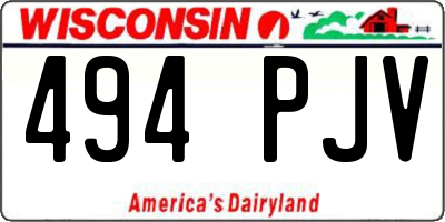 WI license plate 494PJV