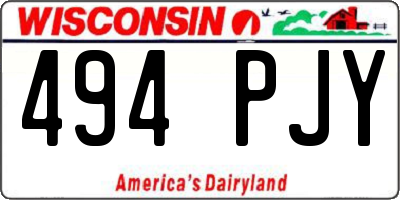 WI license plate 494PJY