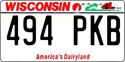 WI license plate 494PKB