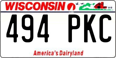 WI license plate 494PKC