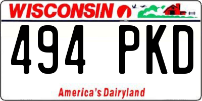 WI license plate 494PKD